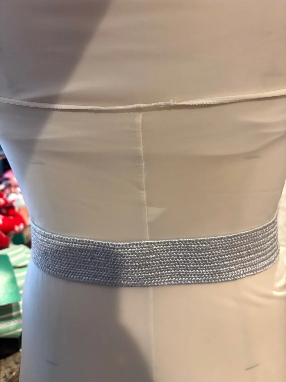 Talbots Silver Woven Stretch Belt with Polished Buckle